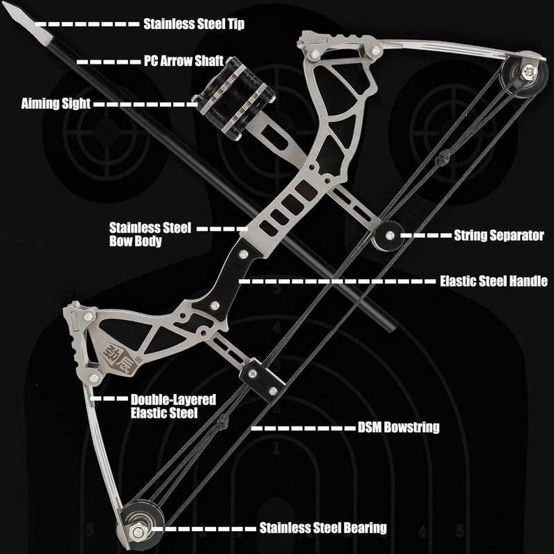 CENWTY Compound Bow and Arrows Set for Archery Target Shooting Small Hunting Games PocketBow Survival Bow Gift LTH/RTH - Image 4